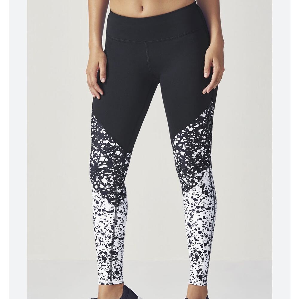 Fabletics Powerhold Brogan Leggings Large Womens Splatter Workout Athletic Gym